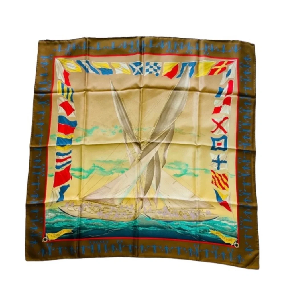HERMES En Course Silk Twill Scarf - Picture 8 of 11